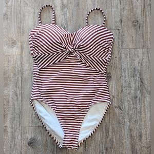 KONA SOL Size M Women's Swimsuit One Piece Twist Bandeau Medium Coverage